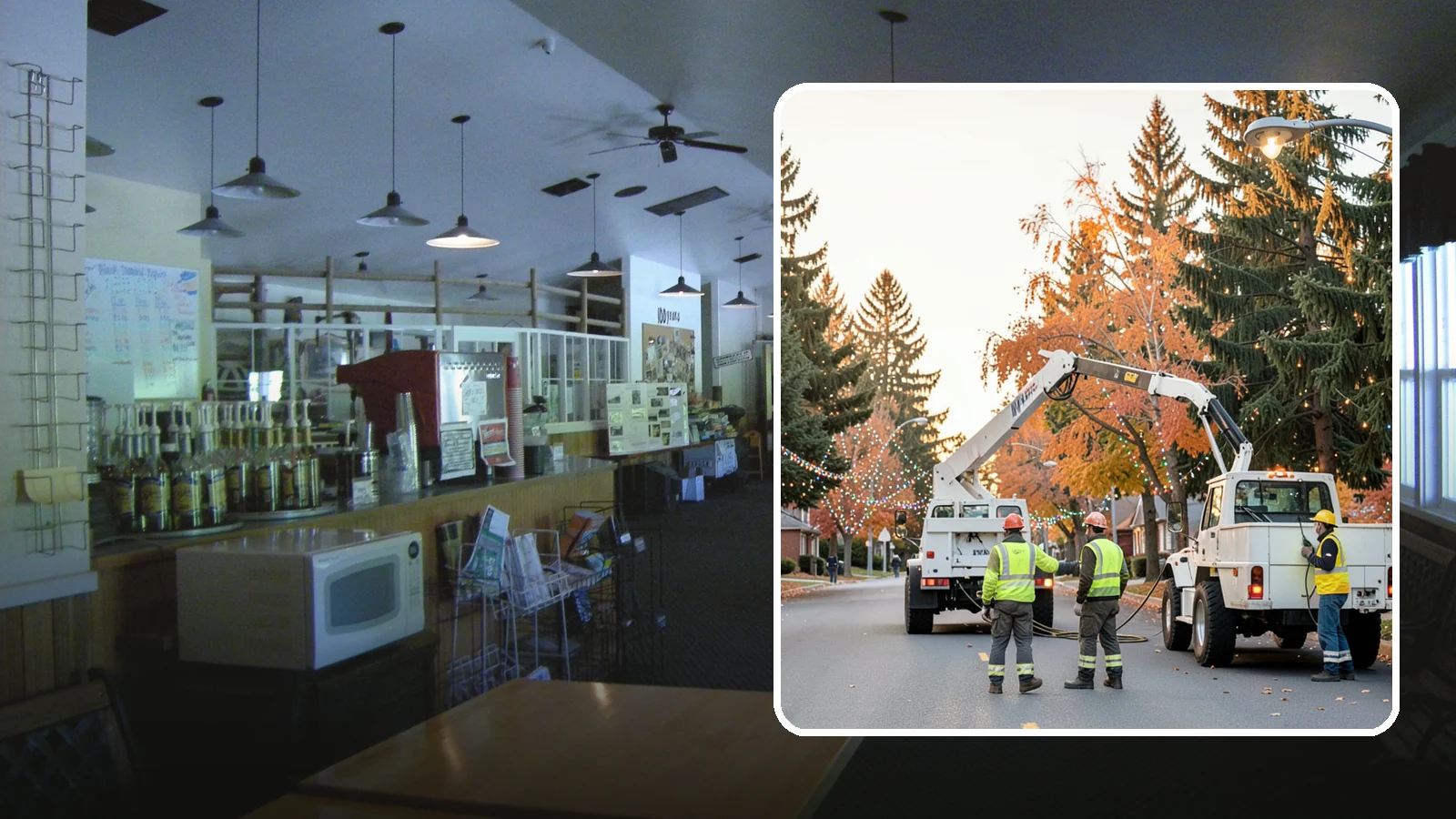 Holiday Lighting Installation in Black Diamond, King County, WA - Installation of civic holiday lighting displays for Western Washington downtowns, parks, and public buildings.