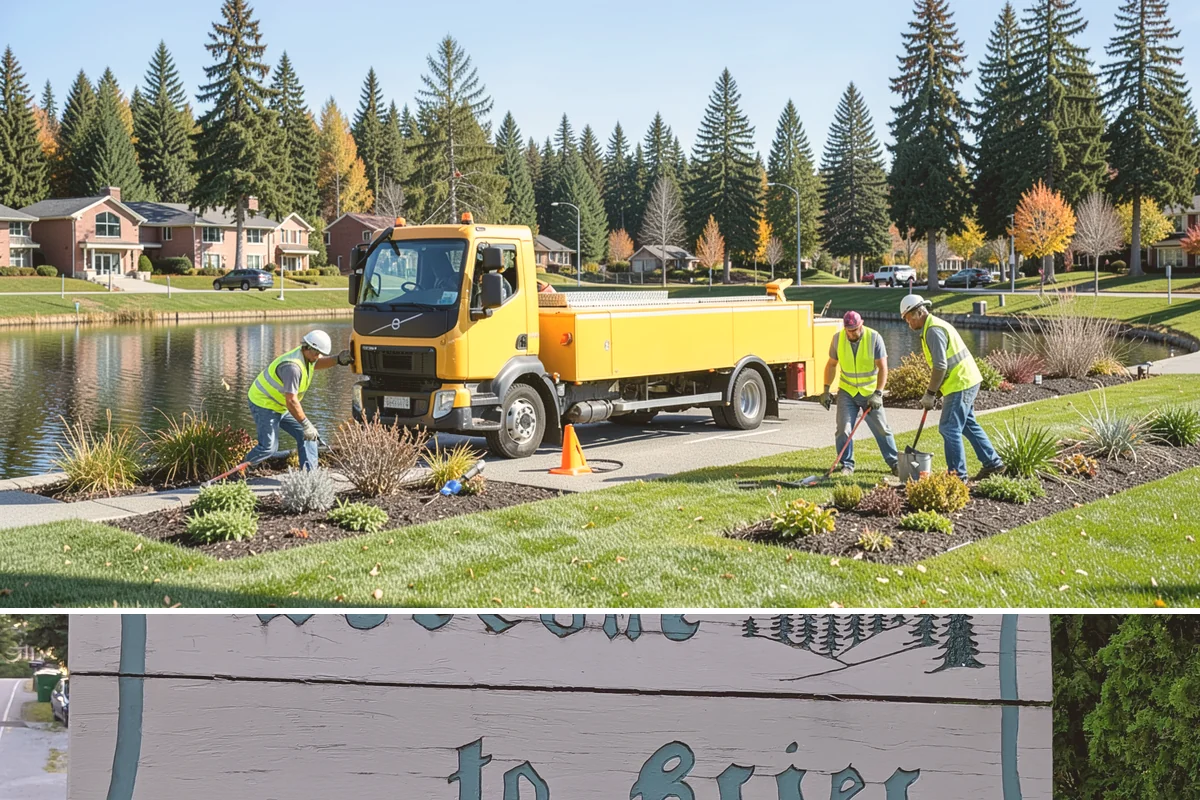 Holiday Lighting Installation in Brier, Snohomish County, WA - Installations run from early November so displays are lit for the day-after-Thanksgiving season opening.