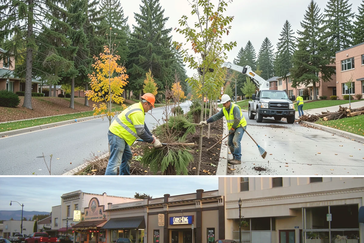 Holiday Lighting Installation in Burlington, Skagit County, WA - Installations run from early November so displays are lit for the day-after-Thanksgiving season opening.