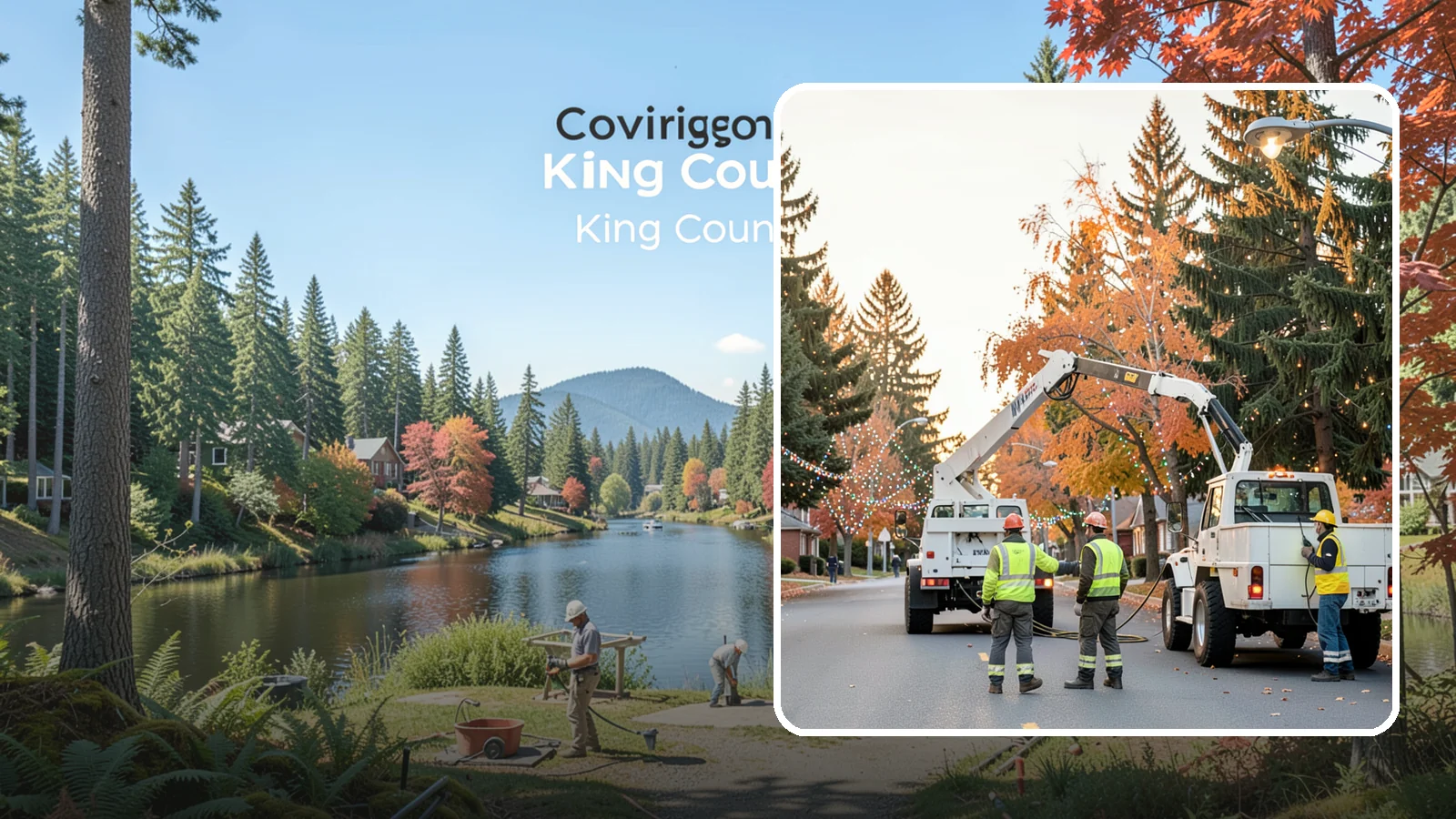 Holiday Lighting Installation in Covington, King County, WA - Installation of civic holiday lighting displays for Western Washington downtowns, parks, and public buildings.