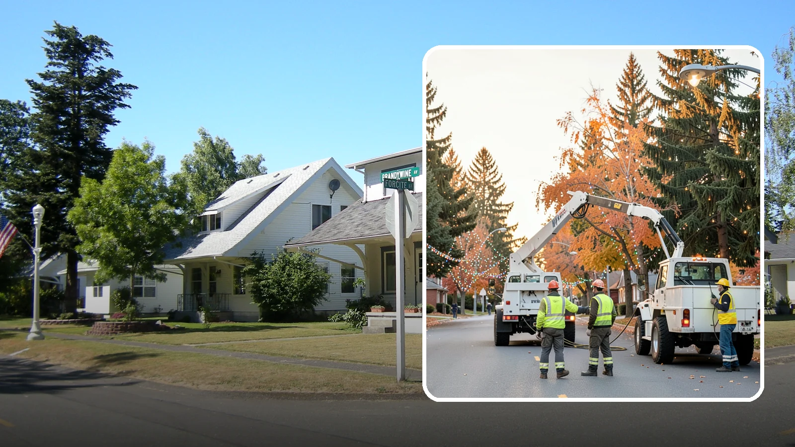 Holiday Lighting Installation in DuPont, Pierce County, WA - Installation of civic holiday lighting displays for Western Washington downtowns, parks, and public buildings.
