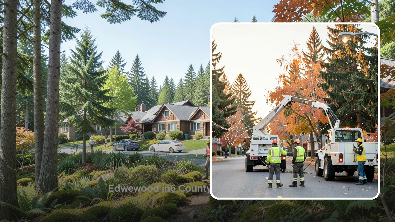 Holiday Lighting Installation in Edgewood, Pierce County, WA - Installation of civic holiday lighting displays for Western Washington downtowns, parks, and public buildings.