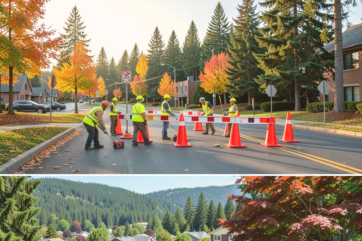 Holiday Lighting Installation in Index, Snohomish County, WA - Installations run from early November so displays are lit for the day-after-Thanksgiving season opening.