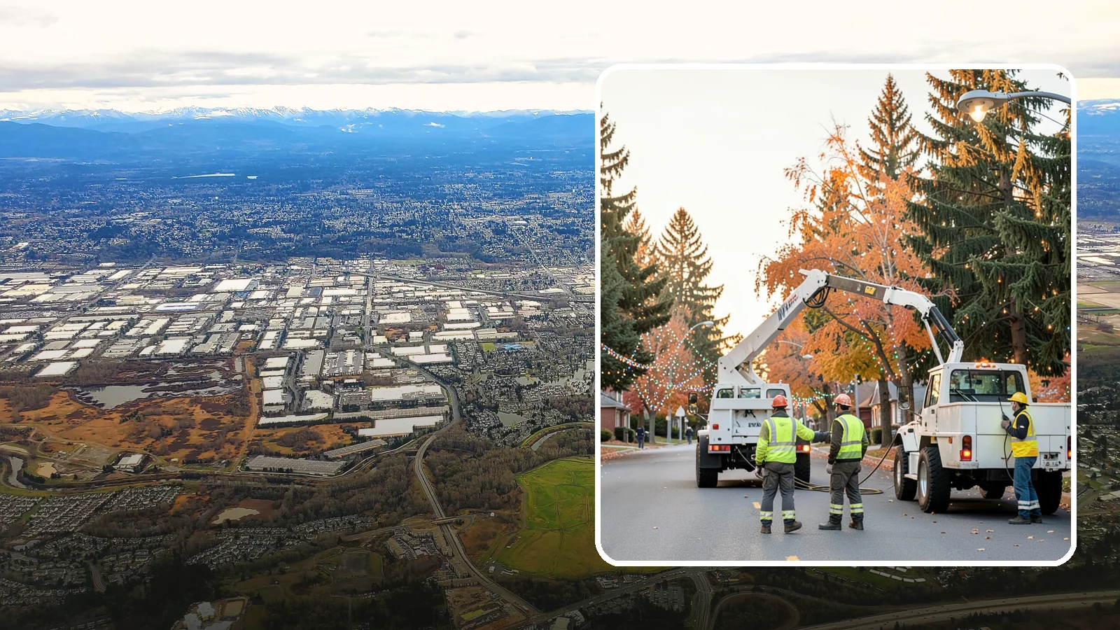 Holiday Lighting Installation in Kent, King County, WA - Installation of civic holiday lighting displays for Western Washington downtowns, parks, and public buildings.