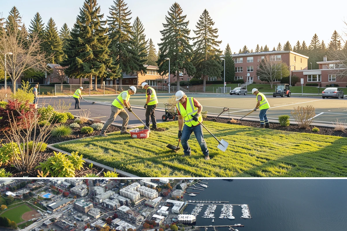 Holiday Lighting Installation in Kirkland, King County, WA - Installations run from early November so displays are lit for the day-after-Thanksgiving season opening.