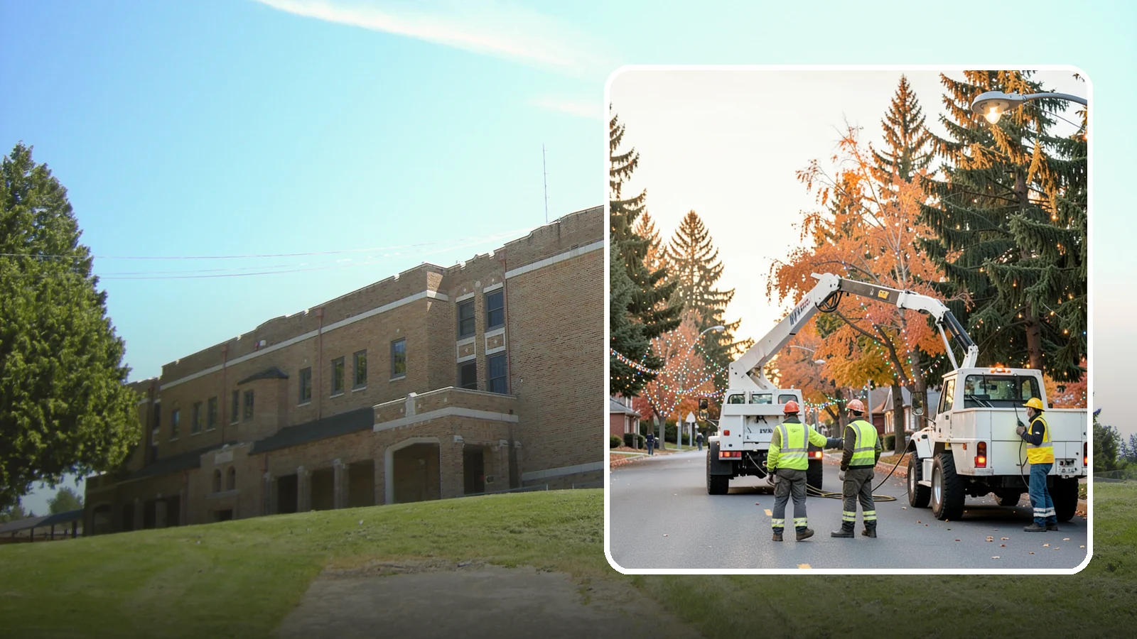 Holiday Lighting Installation in Maple Valley, King County, WA - Installation of civic holiday lighting displays for Western Washington downtowns, parks, and public buildings.
