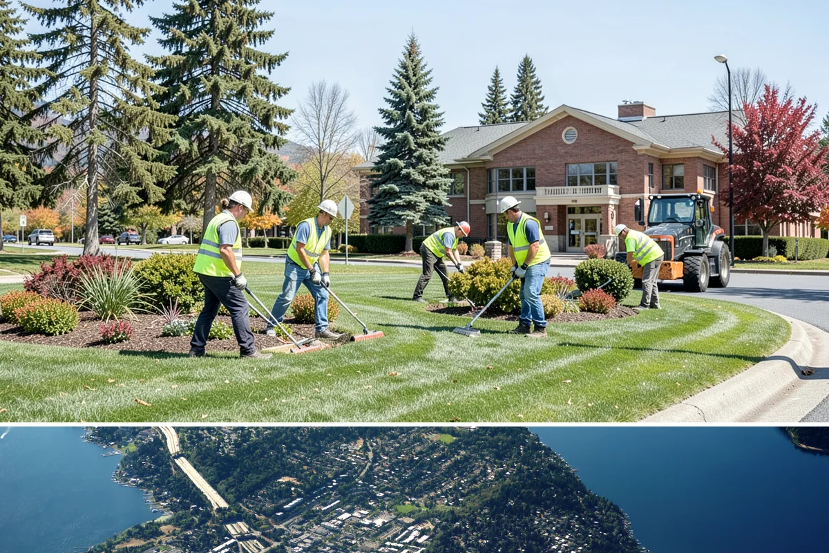 Holiday Lighting Installation in Mercer Island, King County, WA - Installations run from early November so displays are lit for the day-after-Thanksgiving season opening.