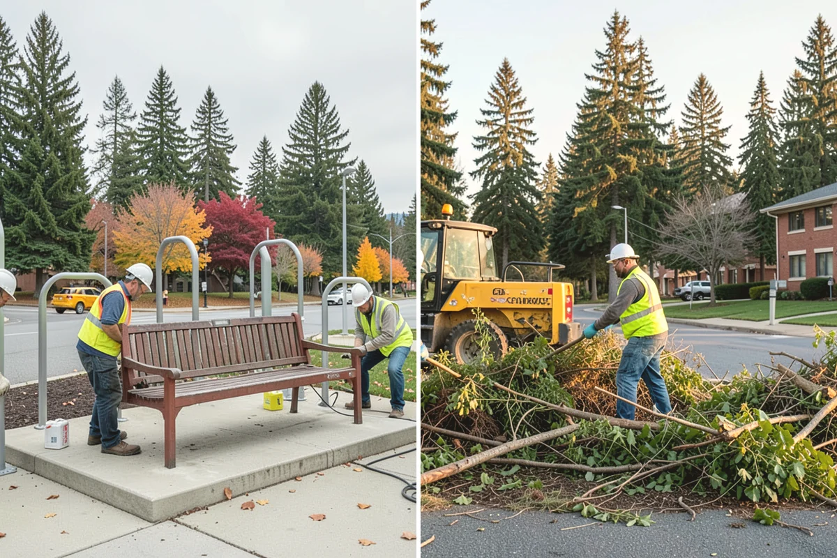 Holiday Lighting Installation in Mill Creek, Snohomish County, WA - Plan the display layout and power requirements with city staff