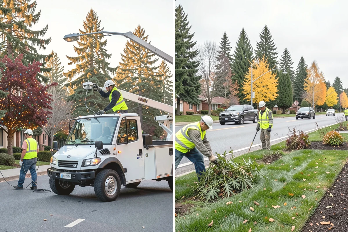 Holiday Lighting Installation in Monroe, Snohomish County, WA - Plan the display layout and power requirements with city staff