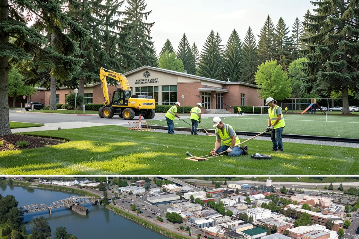 Holiday Lighting Installation in Mount Vernon, Skagit County, WA - Installations run from early November so displays are lit for the day-after-Thanksgiving season opening.