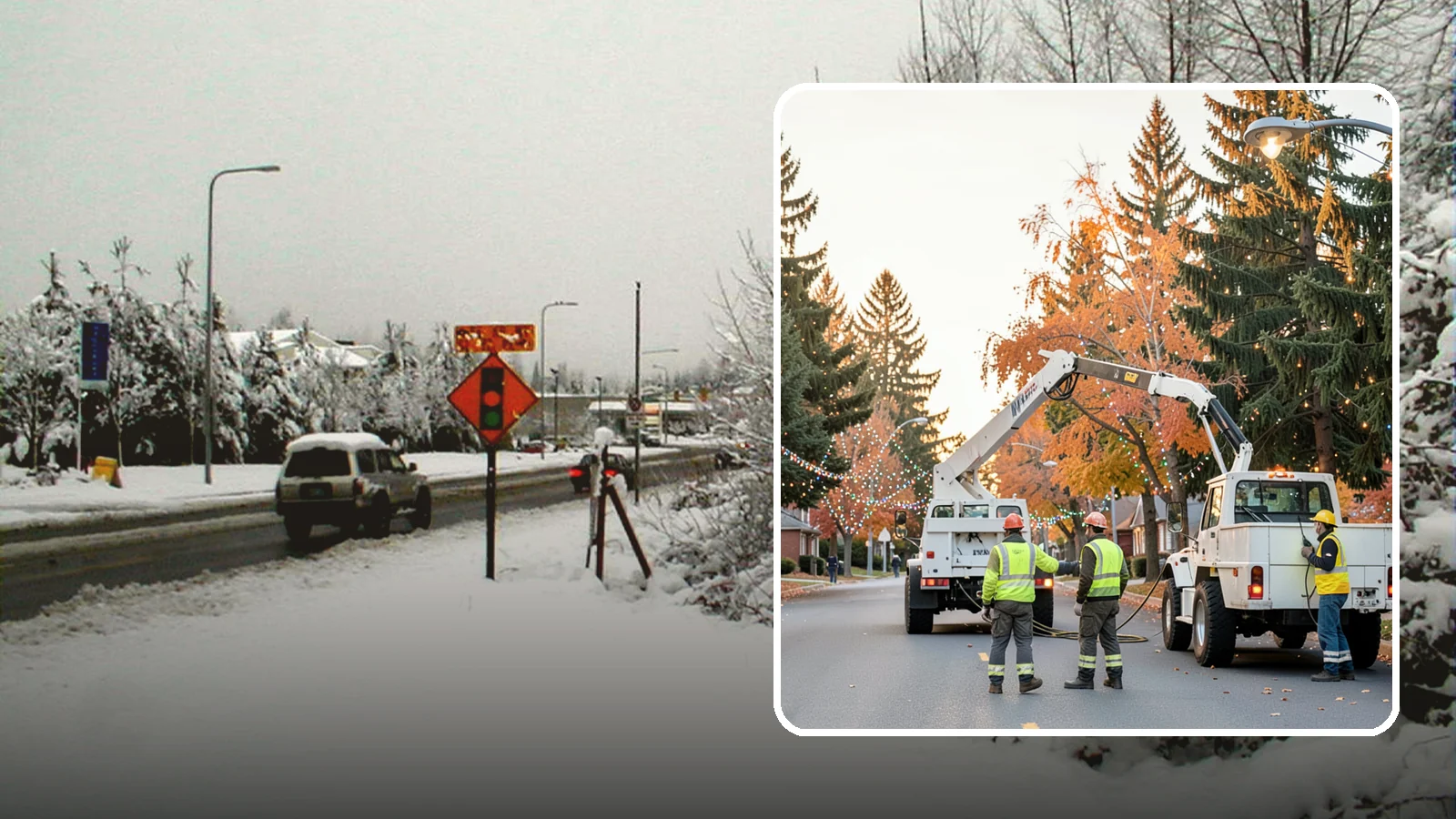 Holiday Lighting Installation in Newcastle, King County, WA - Installation of civic holiday lighting displays for Western Washington downtowns, parks, and public buildings.