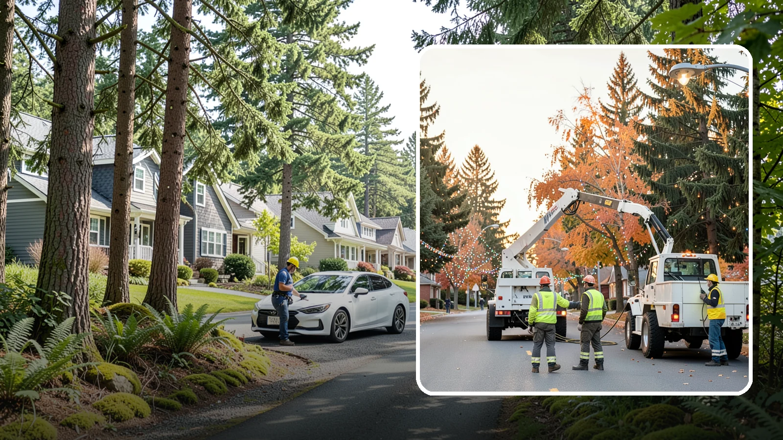 Holiday Lighting Installation in Normandy Park, King County, WA - Installation of civic holiday lighting displays for Western Washington downtowns, parks, and public buildings.