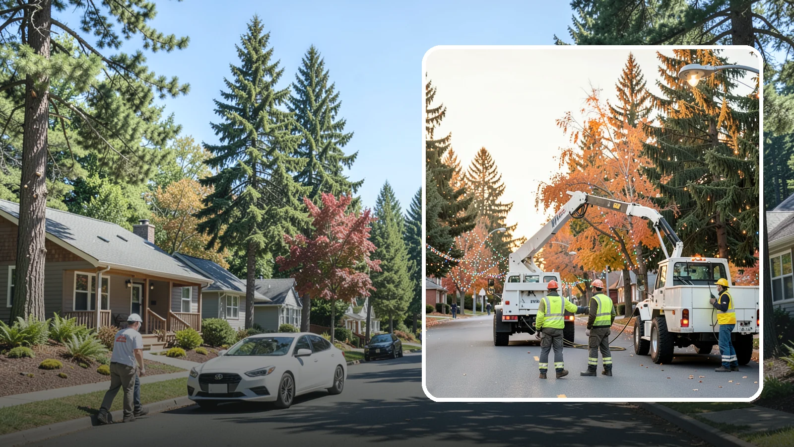 Holiday Lighting Installation in Orting, Pierce County, WA - Installation of civic holiday lighting displays for Western Washington downtowns, parks, and public buildings.