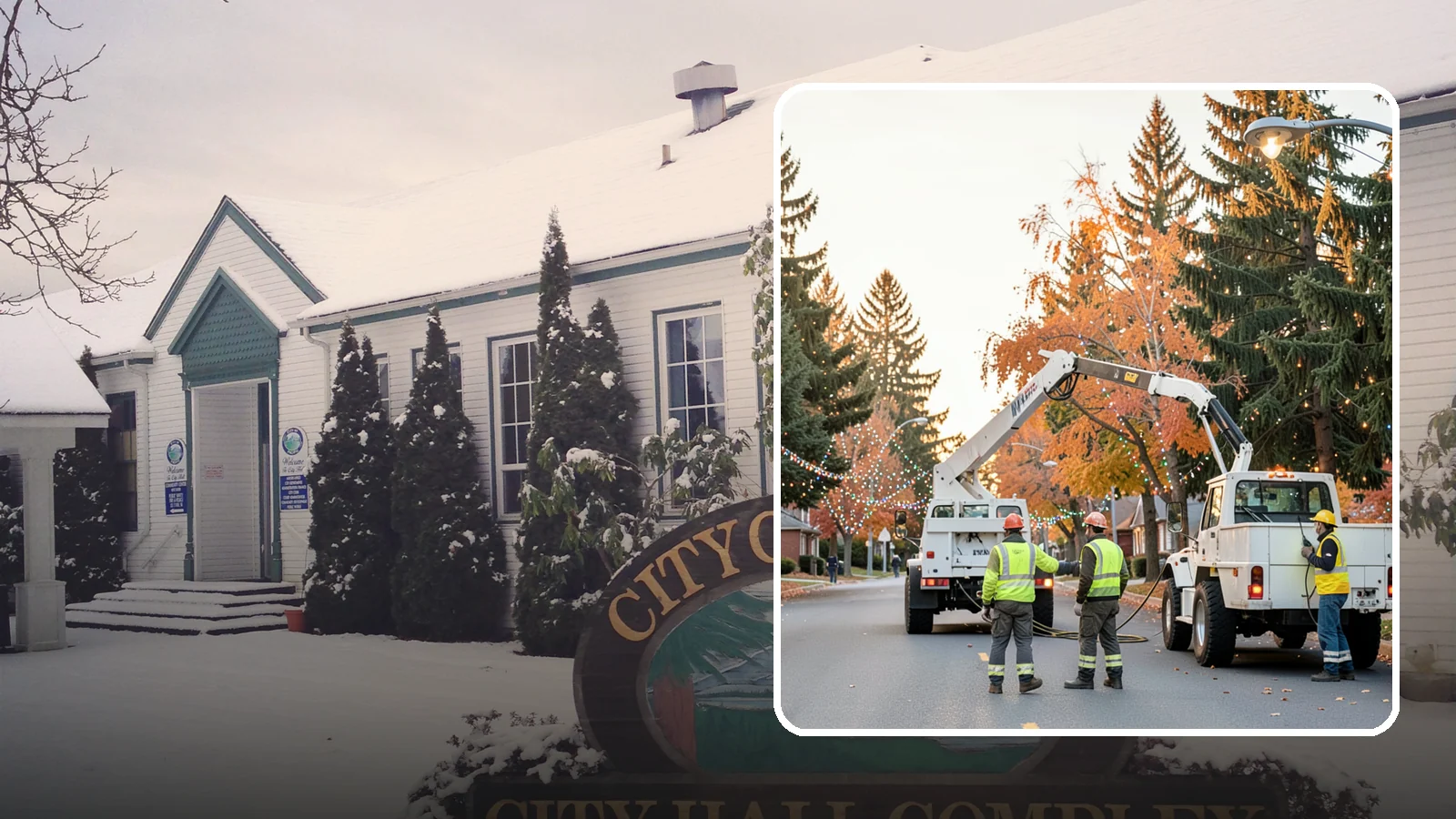 Holiday Lighting Installation in Pacific, King County, WA - Installation of civic holiday lighting displays for Western Washington downtowns, parks, and public buildings.