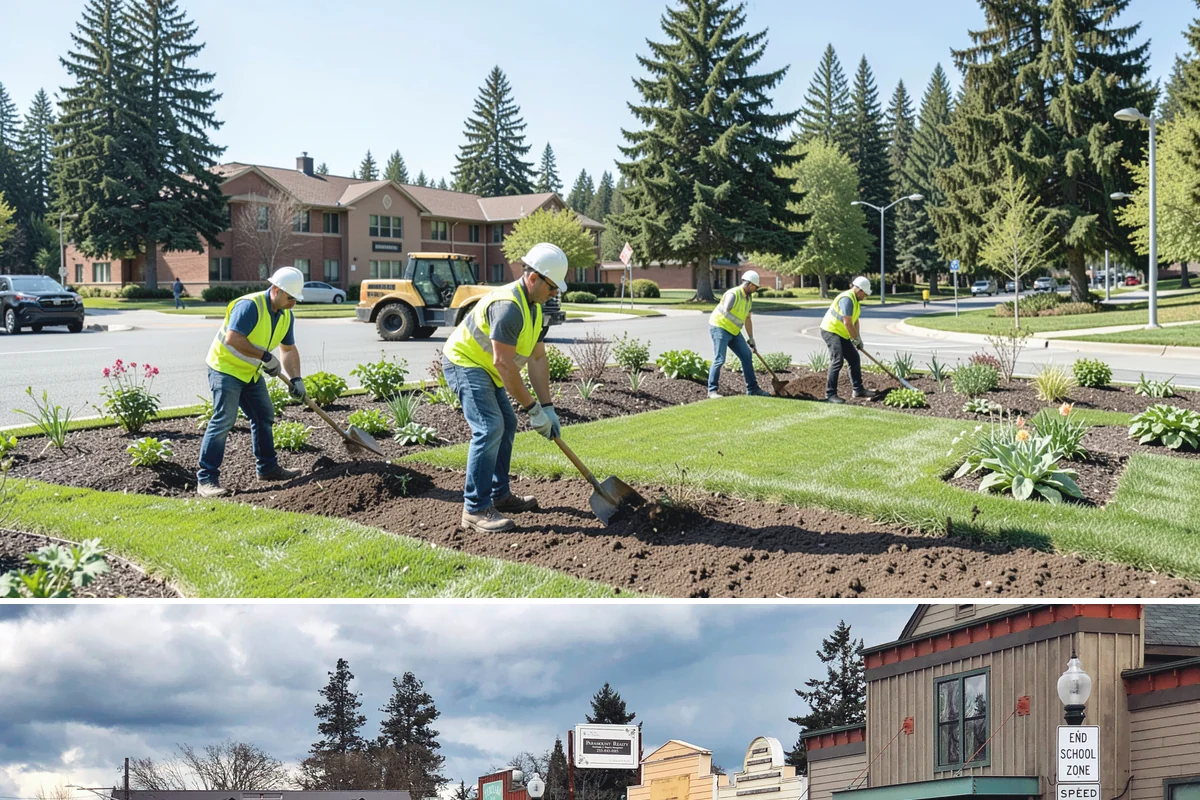 Holiday Lighting Installation in Roy, Pierce County, WA - Installations run from early November so displays are lit for the day-after-Thanksgiving season opening.
