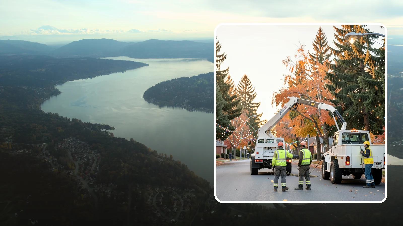 Holiday Lighting Installation in Sammamish, King County, WA - Installation of civic holiday lighting displays for Western Washington downtowns, parks, and public buildings.