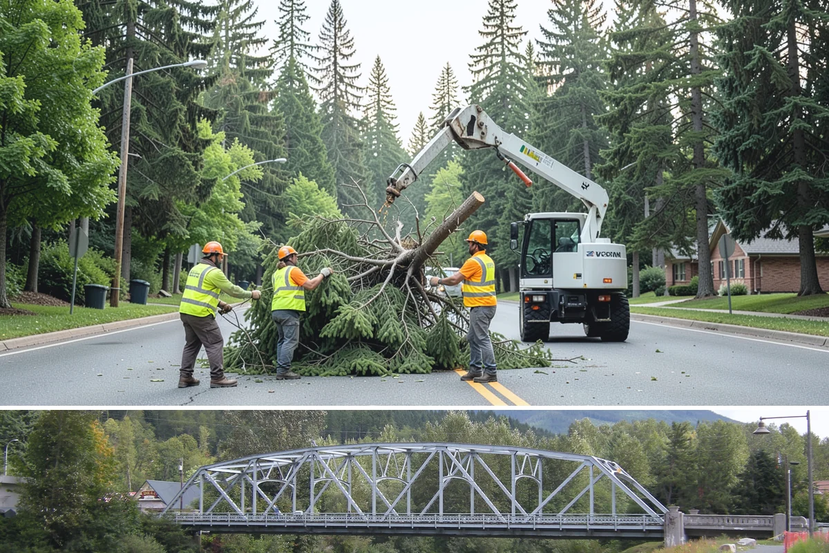 Holiday Lighting Installation in Skykomish, King County, WA - Installations run from early November so displays are lit for the day-after-Thanksgiving season opening.