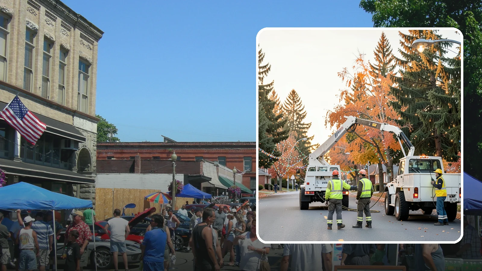 Holiday Lighting Installation in Snohomish, Snohomish County, WA - Installation of civic holiday lighting displays for Western Washington downtowns, parks, and public buildings.