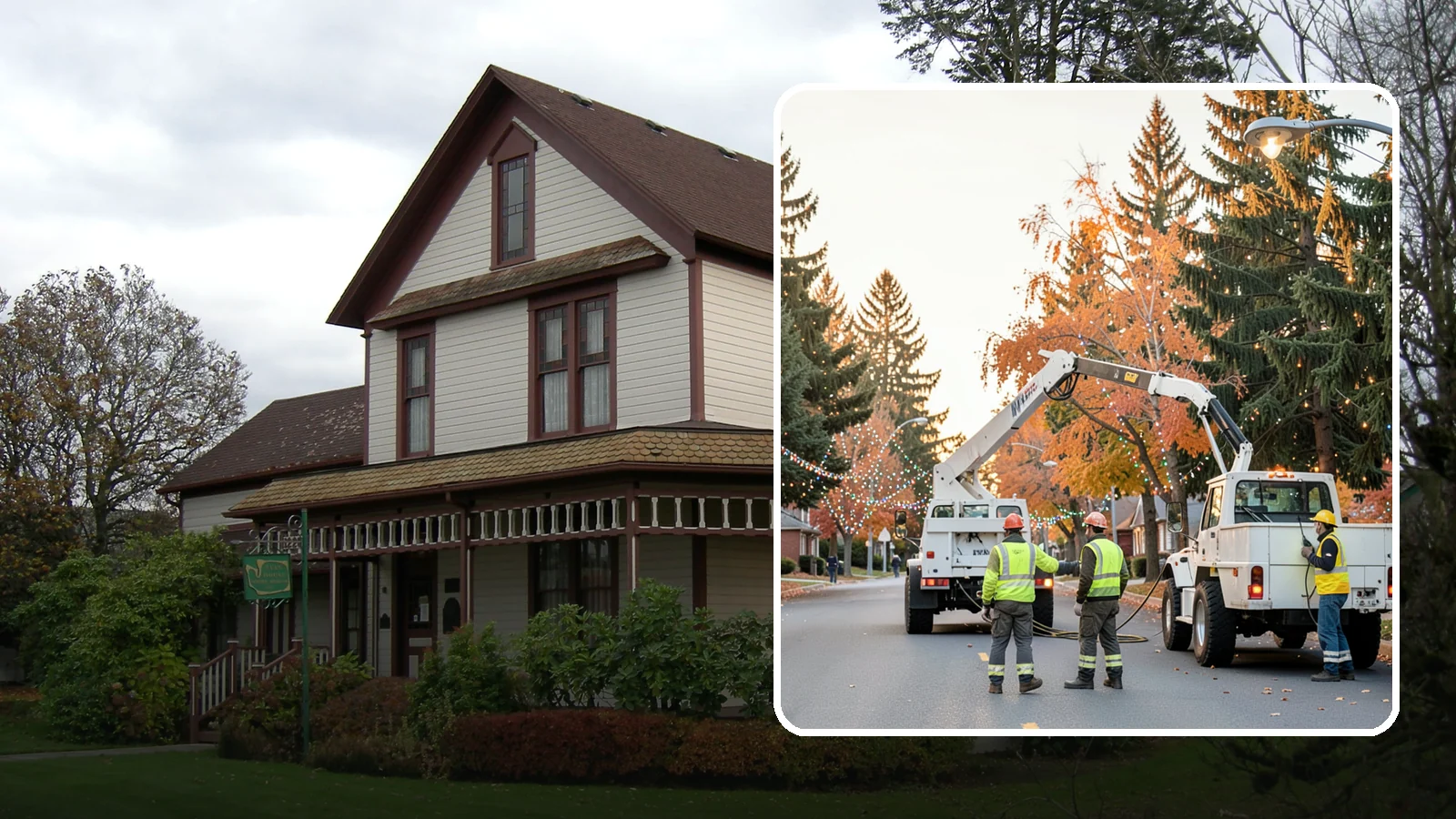 Holiday Lighting Installation in Sumner, Pierce County, WA - Installation of civic holiday lighting displays for Western Washington downtowns, parks, and public buildings.