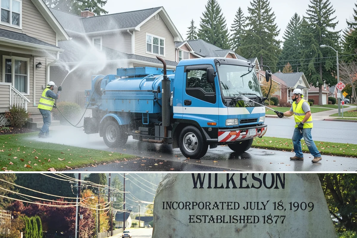 Holiday Lighting Installation in Wilkeson, Pierce County, WA - Installations run from early November so displays are lit for the day-after-Thanksgiving season opening.