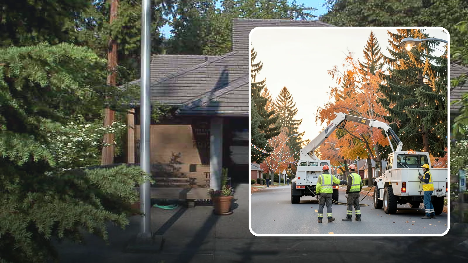 Holiday Lighting Installation in Yarrow Point, King County, WA - Installation of civic holiday lighting displays for Western Washington downtowns, parks, and public buildings.