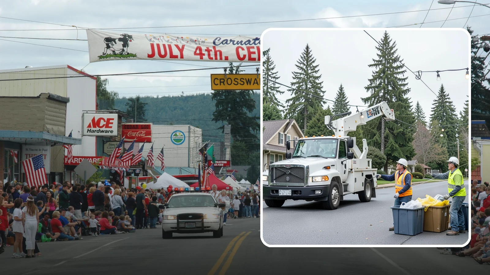 Holiday Lighting Removal in Carnation, King County, WA - Safe takedown and storage of municipal holiday lighting displays across Western Washington.