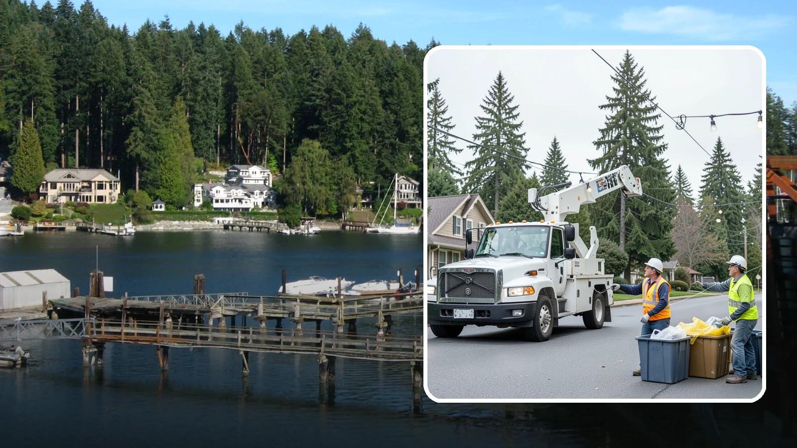 Holiday Lighting Removal in Gig Harbor, Pierce County, WA - Safe takedown and storage of municipal holiday lighting displays across Western Washington.