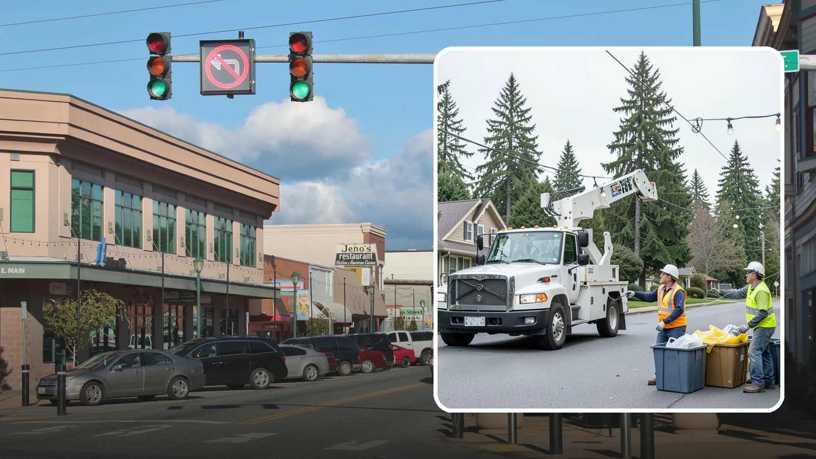 Holiday Lighting Removal in Monroe, Snohomish County, WA - Safe takedown and storage of municipal holiday lighting displays across Western Washington.
