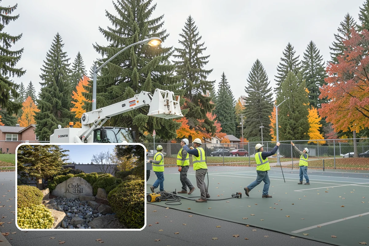 Holiday Lighting in Clyde Hill, King County, WA - Creates welcoming, festive public spaces during winter
