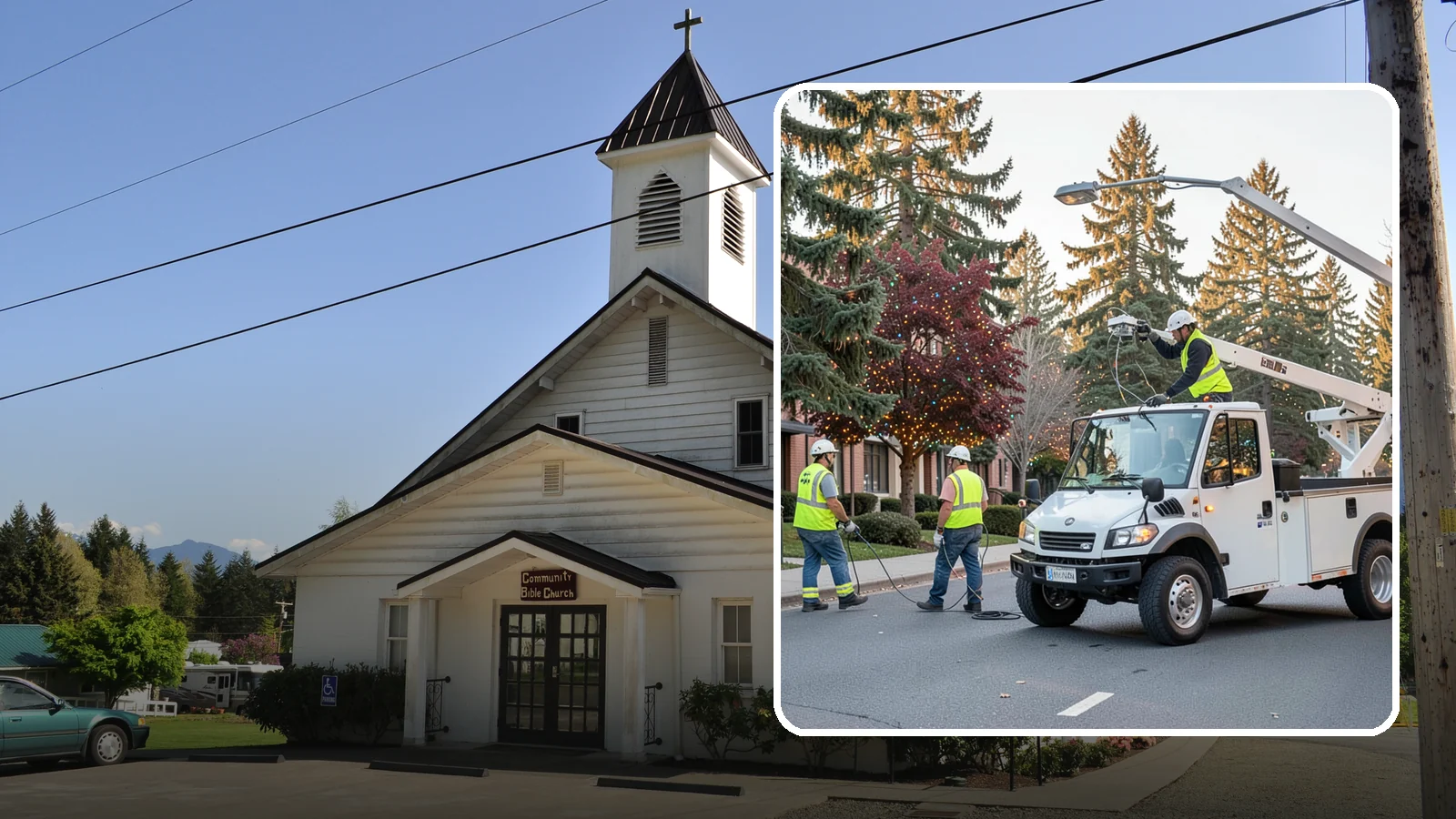 Holiday Lighting in Concrete, Skagit County, WA - Seasonal installation, maintenance, and removal of civic holiday lighting for downtowns and public spaces.