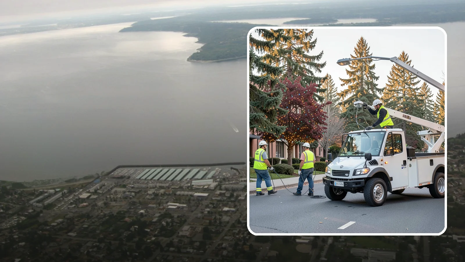 Holiday Lighting in Des Moines, King County, WA - Seasonal installation, maintenance, and removal of civic holiday lighting for downtowns and public spaces.