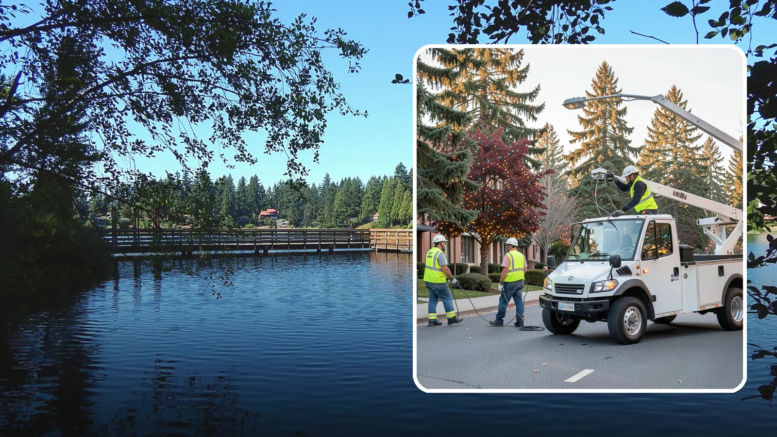 Holiday Lighting in Federal Way, King County, WA - Seasonal installation, maintenance, and removal of civic holiday lighting for downtowns and public spaces.