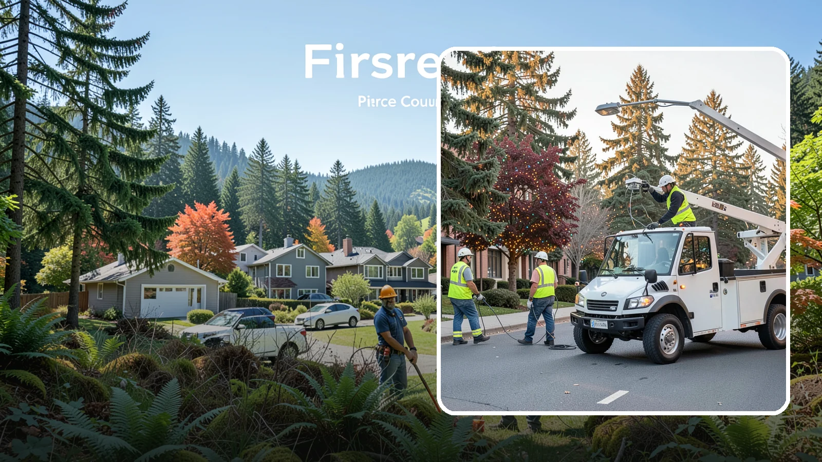 Holiday Lighting in Fircrest, Pierce County, WA - Seasonal installation, maintenance, and removal of civic holiday lighting for downtowns and public spaces.