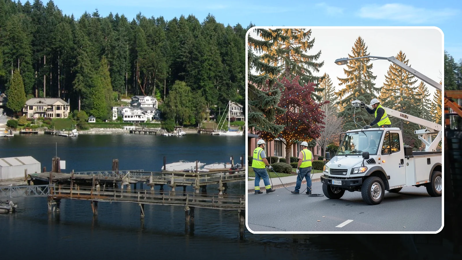 Holiday Lighting in Gig Harbor, Pierce County, WA - Seasonal installation, maintenance, and removal of civic holiday lighting for downtowns and public spaces.