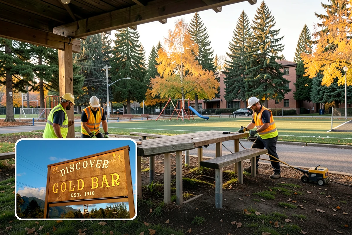 Holiday Lighting in Gold Bar, Snohomish County, WA - Creates welcoming, festive public spaces during winter