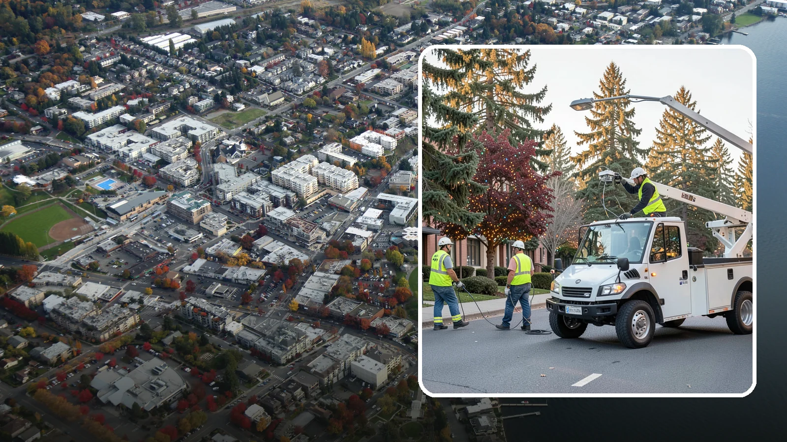 Holiday Lighting in Kirkland, King County, WA - Seasonal installation, maintenance, and removal of civic holiday lighting for downtowns and public spaces.