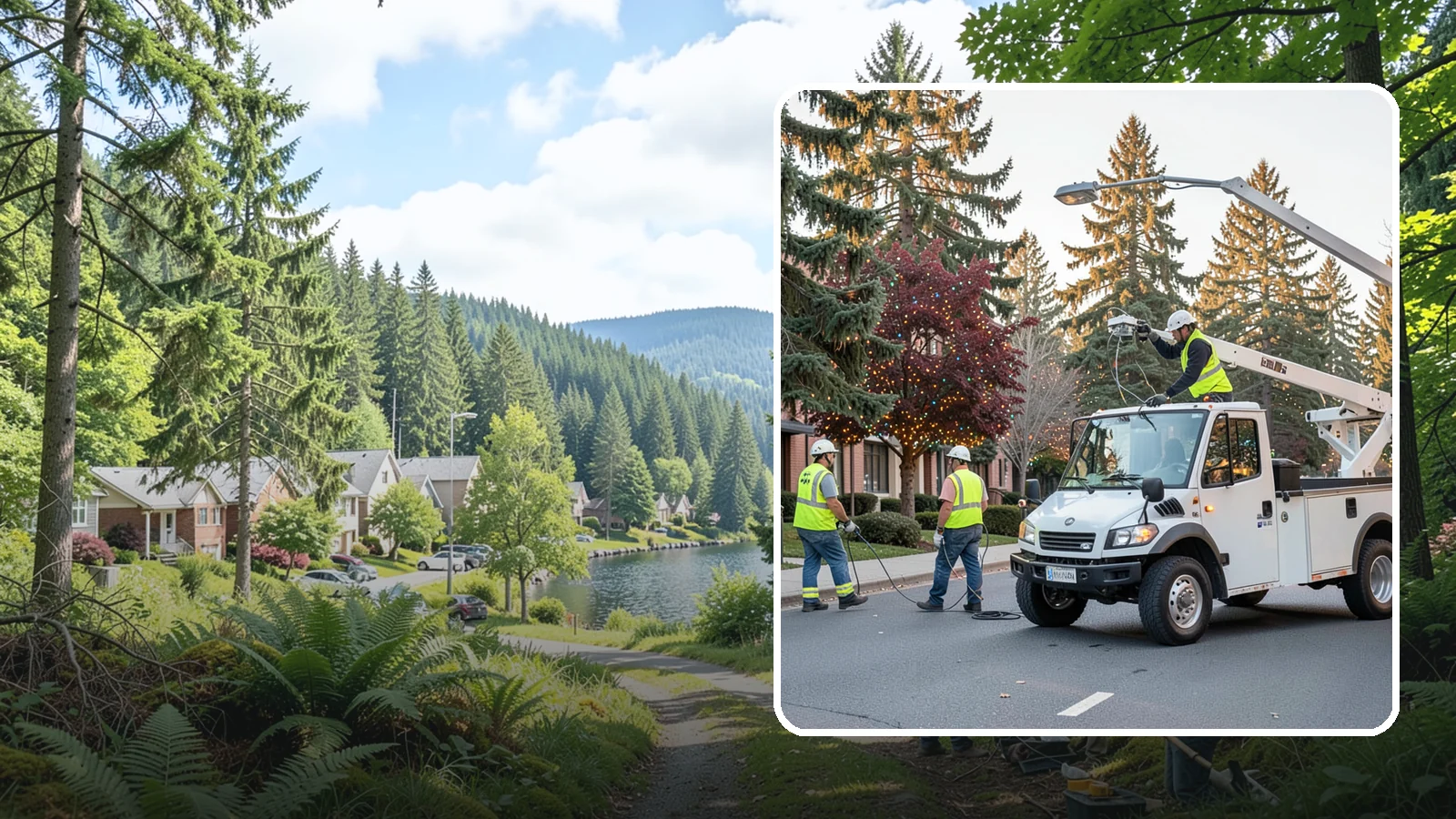 Holiday Lighting in Lake Forest Park, King County, WA - Seasonal installation, maintenance, and removal of civic holiday lighting for downtowns and public spaces.