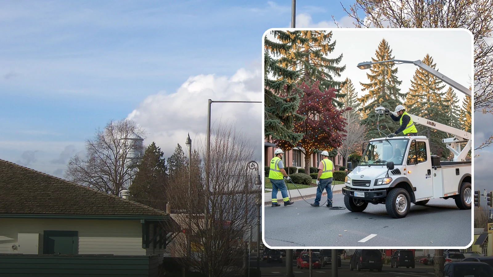 Holiday Lighting in Marysville, Snohomish County, WA - Seasonal installation, maintenance, and removal of civic holiday lighting for downtowns and public spaces.
