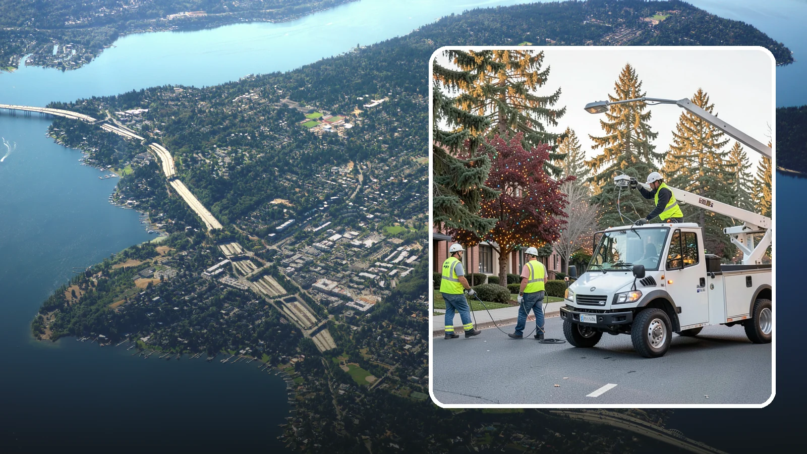 Holiday Lighting in Mercer Island, King County, WA - Seasonal installation, maintenance, and removal of civic holiday lighting for downtowns and public spaces.