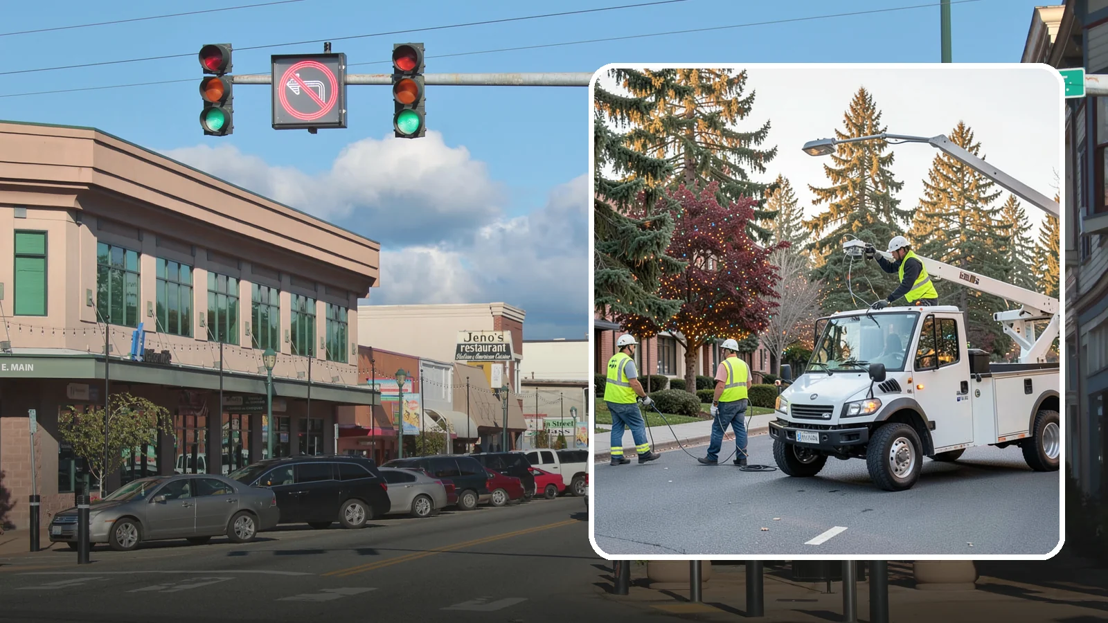 Holiday Lighting in Monroe, Snohomish County, WA - Seasonal installation, maintenance, and removal of civic holiday lighting for downtowns and public spaces.