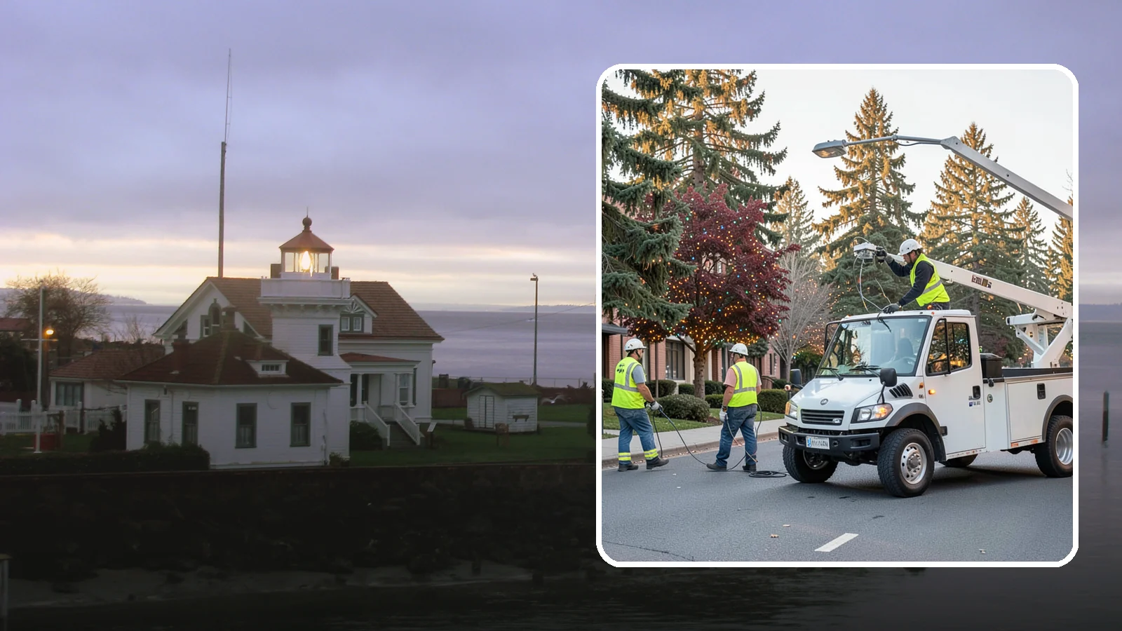 Holiday Lighting in Mukilteo, Snohomish County, WA - Seasonal installation, maintenance, and removal of civic holiday lighting for downtowns and public spaces.