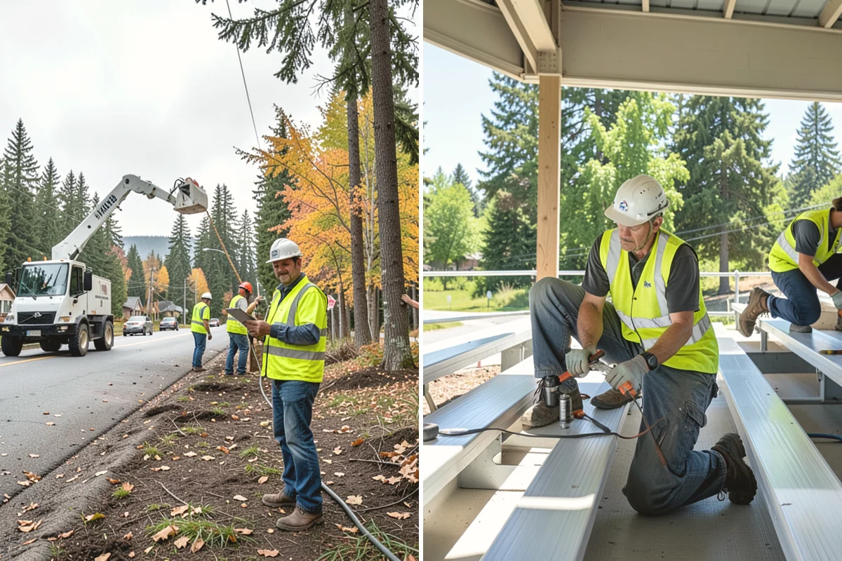 Holiday Lighting in Mukilteo, Snohomish County, WA - Plan display layout, power sources, and attachment points
