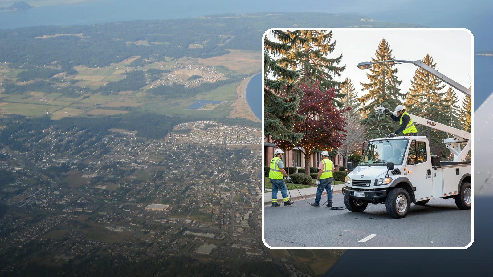 Holiday Lighting in Oak Harbor, Island County, WA - Seasonal installation, maintenance, and removal of civic holiday lighting for downtowns and public spaces.