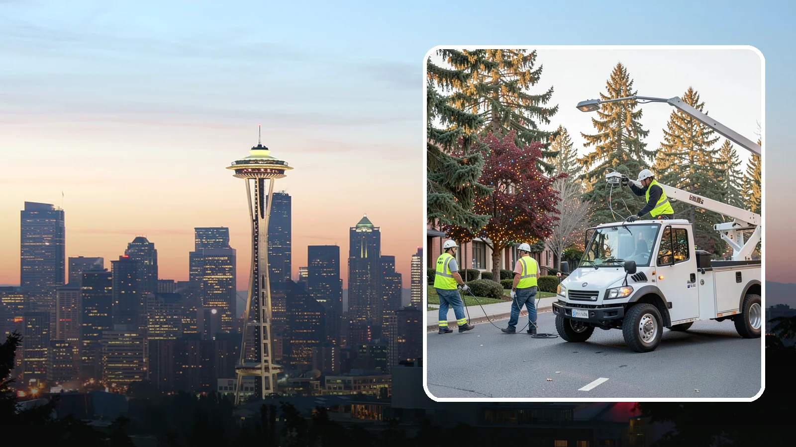 Holiday Lighting in Seattle, King County, WA - Seasonal installation, maintenance, and removal of civic holiday lighting for downtowns and public spaces.