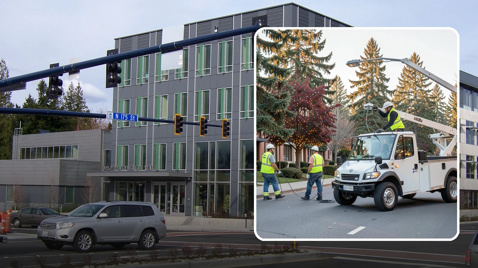 Holiday Lighting in Shoreline, King County, WA - Seasonal installation, maintenance, and removal of civic holiday lighting for downtowns and public spaces.
