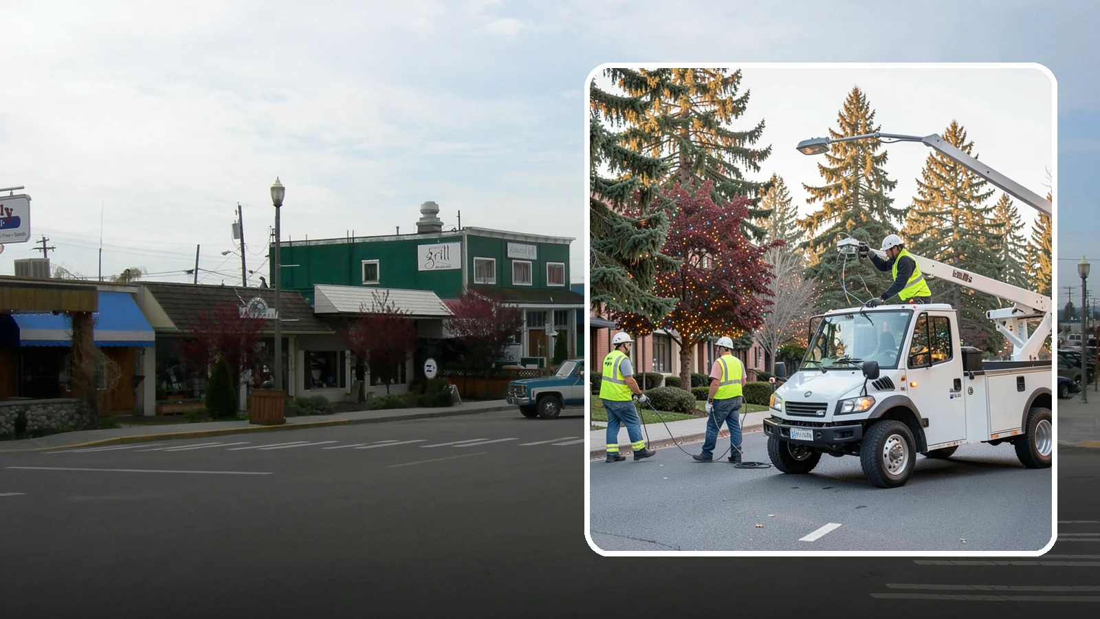 Holiday Lighting in Stanwood, Snohomish County, WA - Seasonal installation, maintenance, and removal of civic holiday lighting for downtowns and public spaces.