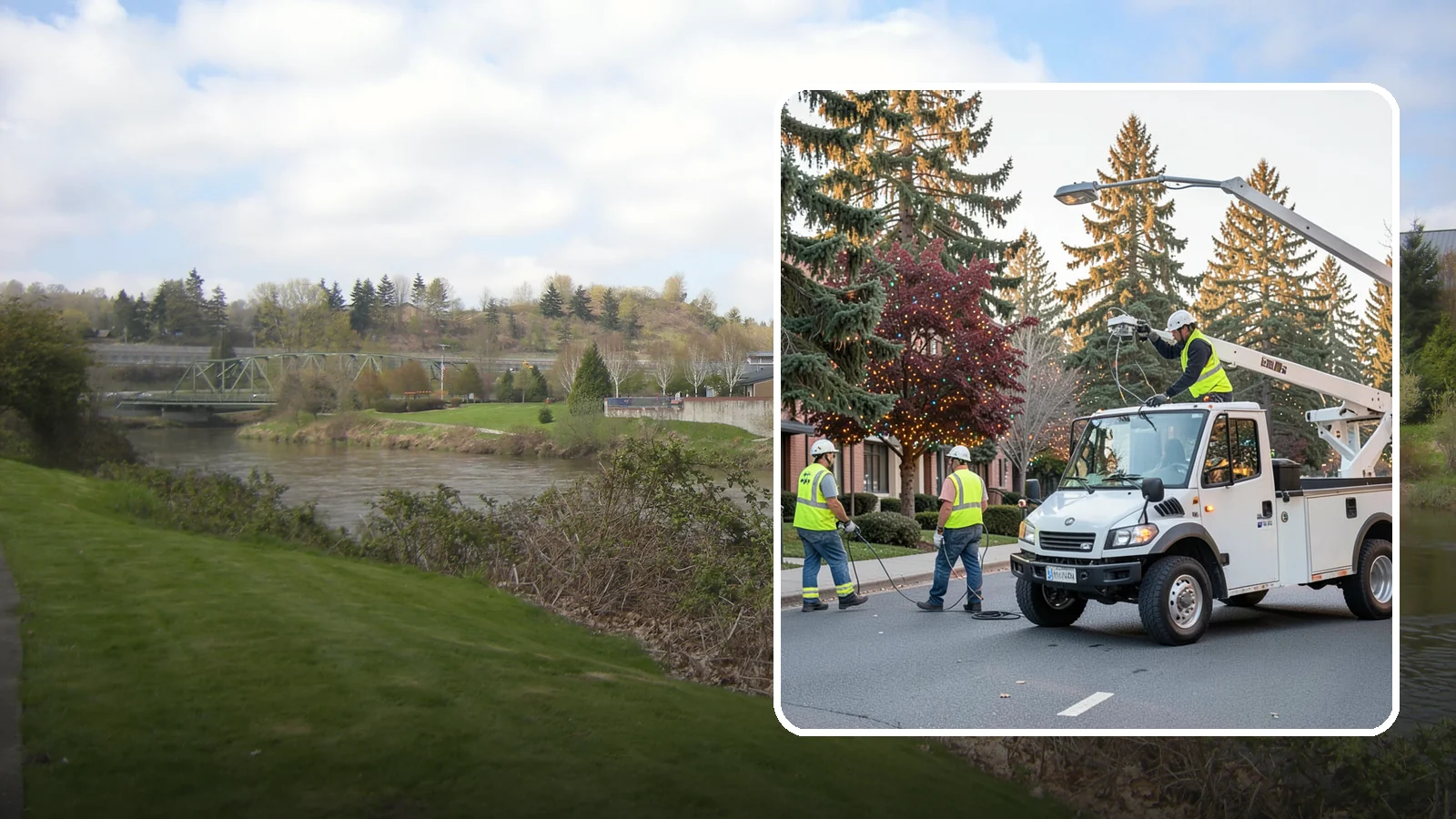 Holiday Lighting in Tukwila, King County, WA - Seasonal installation, maintenance, and removal of civic holiday lighting for downtowns and public spaces.