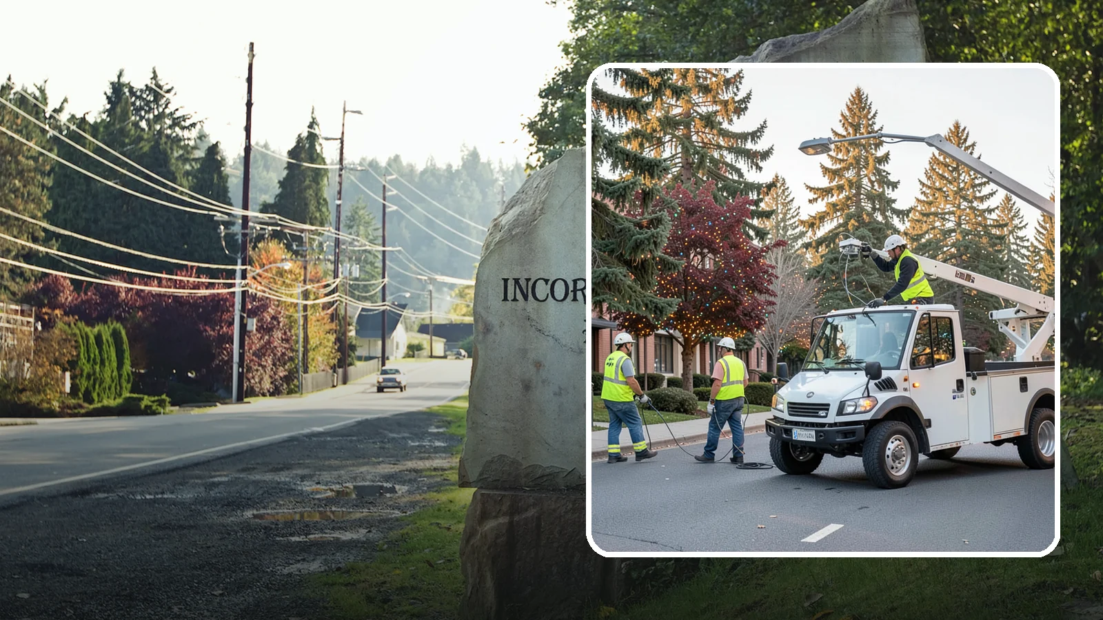 Holiday Lighting in Wilkeson, Pierce County, WA - Seasonal installation, maintenance, and removal of civic holiday lighting for downtowns and public spaces.