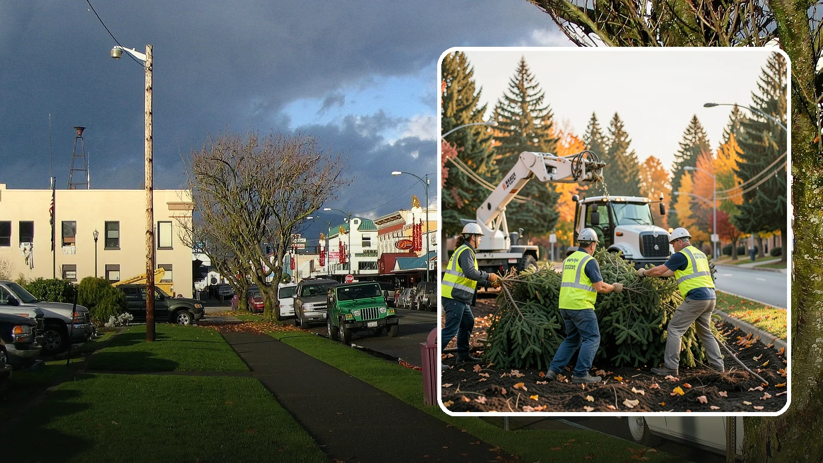 Holiday Tree Recycling in Arlington, Snohomish County, WA - Post-holiday collection and recycling of Christmas trees into mulch or compost.