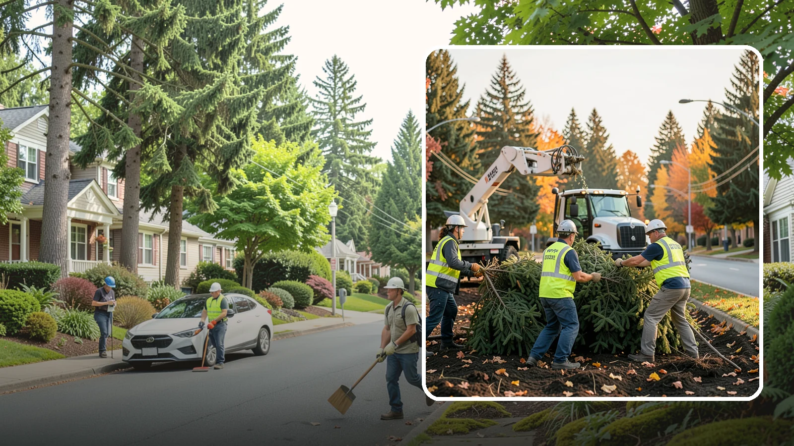 Holiday Tree Recycling in Beaux Arts Village, King County, WA - Post-holiday collection and recycling of Christmas trees into mulch or compost.